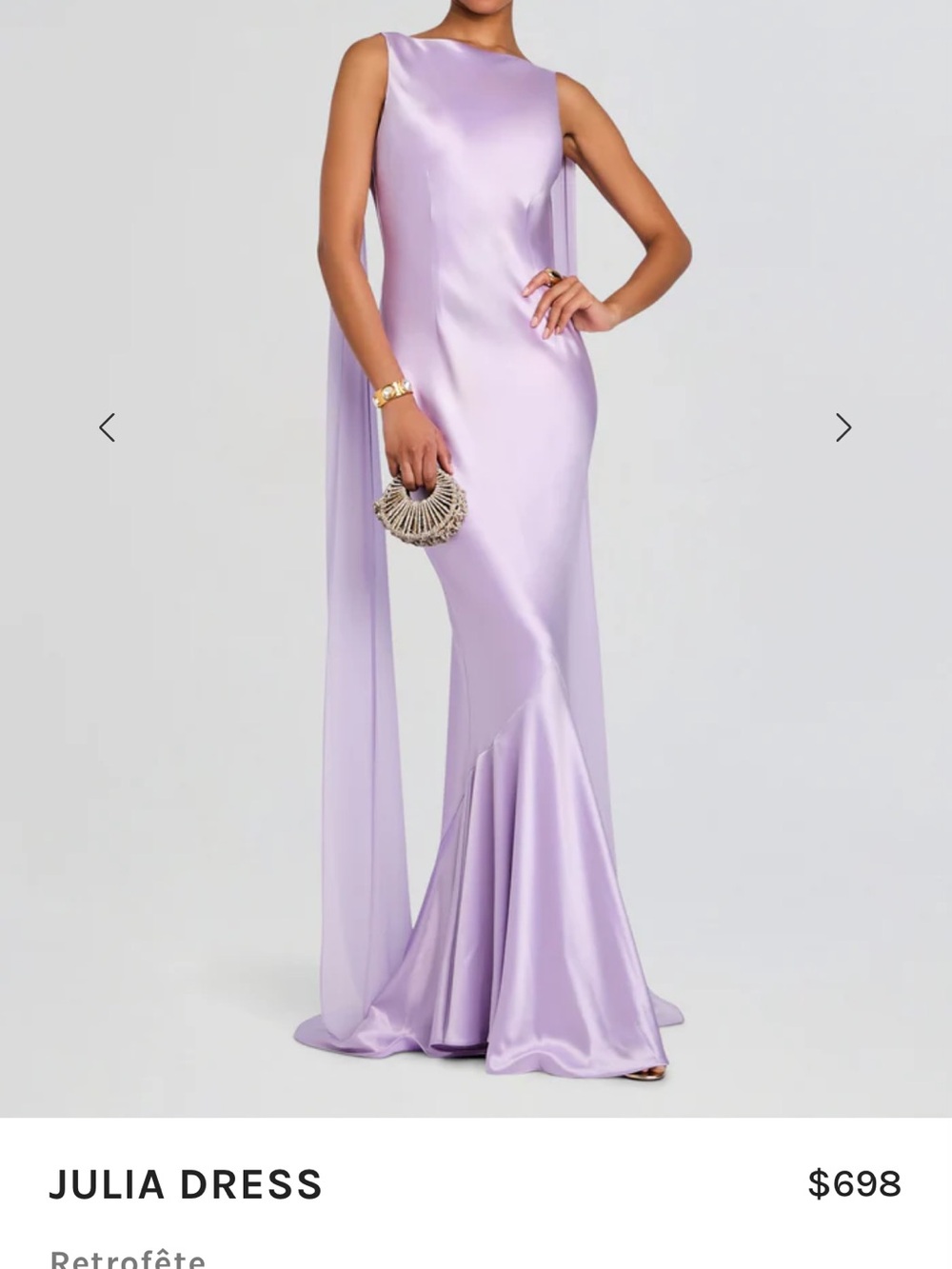 Retrofete Satin Maxi Gown in Lilac